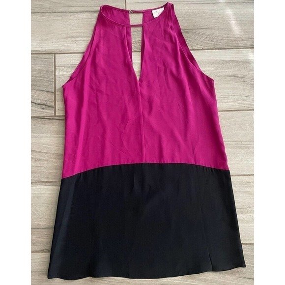Parker Color Block Dress, 100% Silk, Size Large, Pink Black - Picture 1 of 7